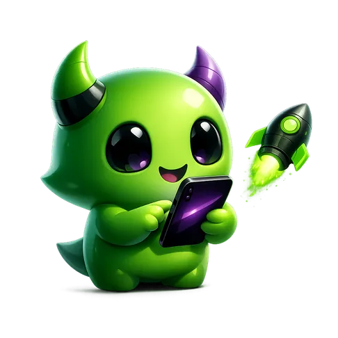 BCGame app promo image featuring a sleek 3D mobile device with vibrant neon accent lighting on a dark background