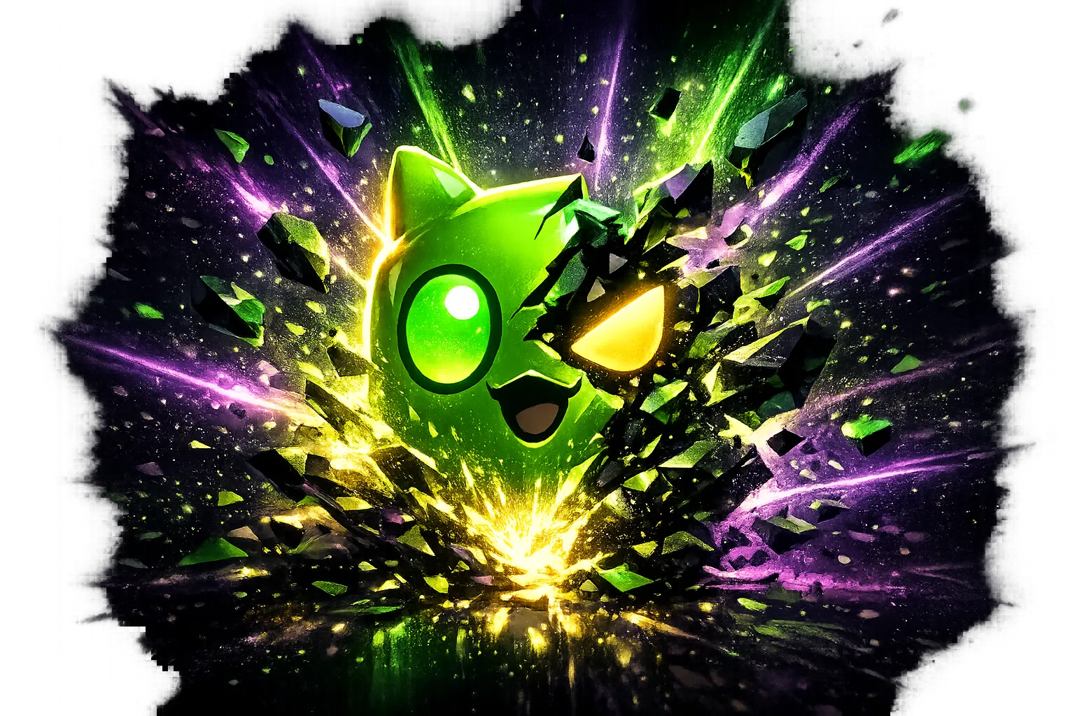 Glowing cyan crypto gem floating mid-air with neon particle aura on dark background for Bcgame bonus offer card